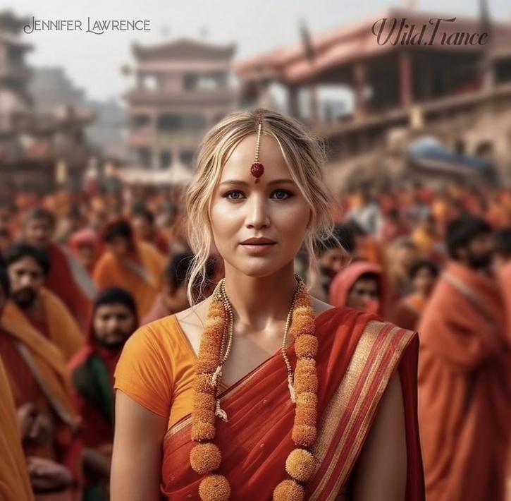 jennifer lawrence As Indian Monks AI Photo