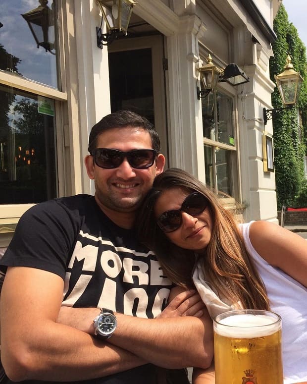 Ajit agarkar with his wife Fatima