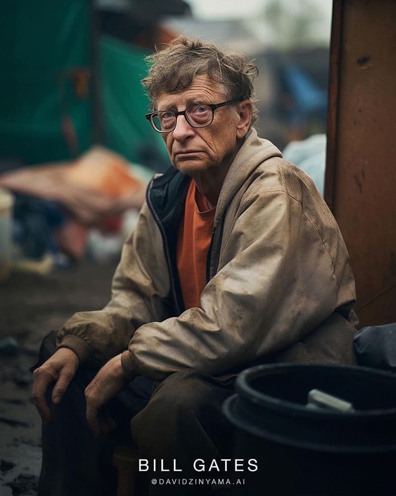 Bill Gates Billionaires in poverty AI Photos