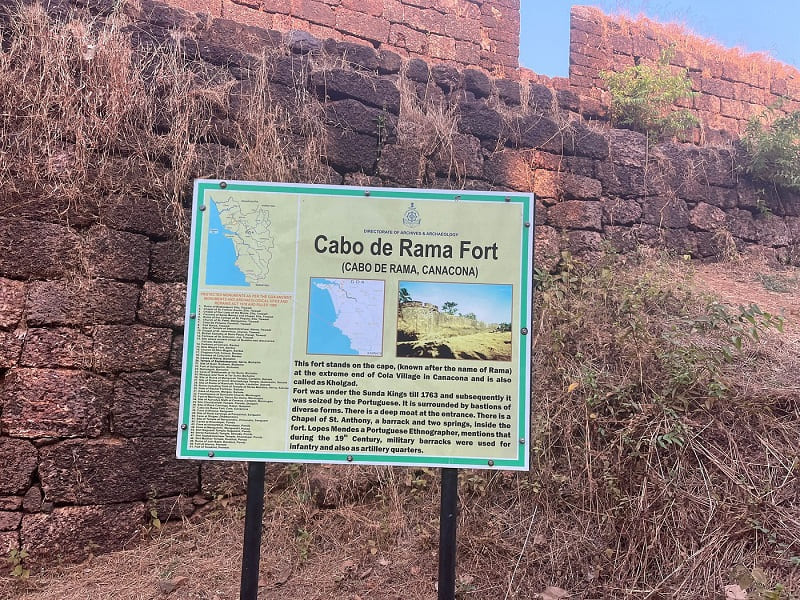 Cabo de Rama Fort History