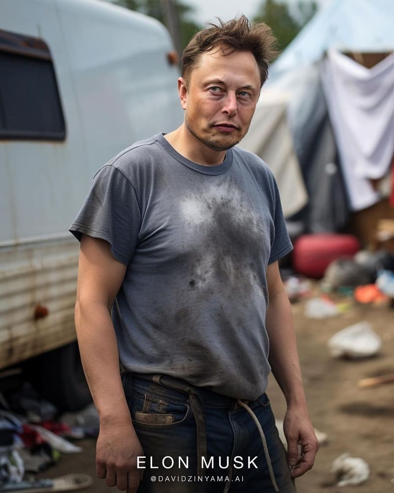 Elon Musk Billionaires in poverty AI Photos