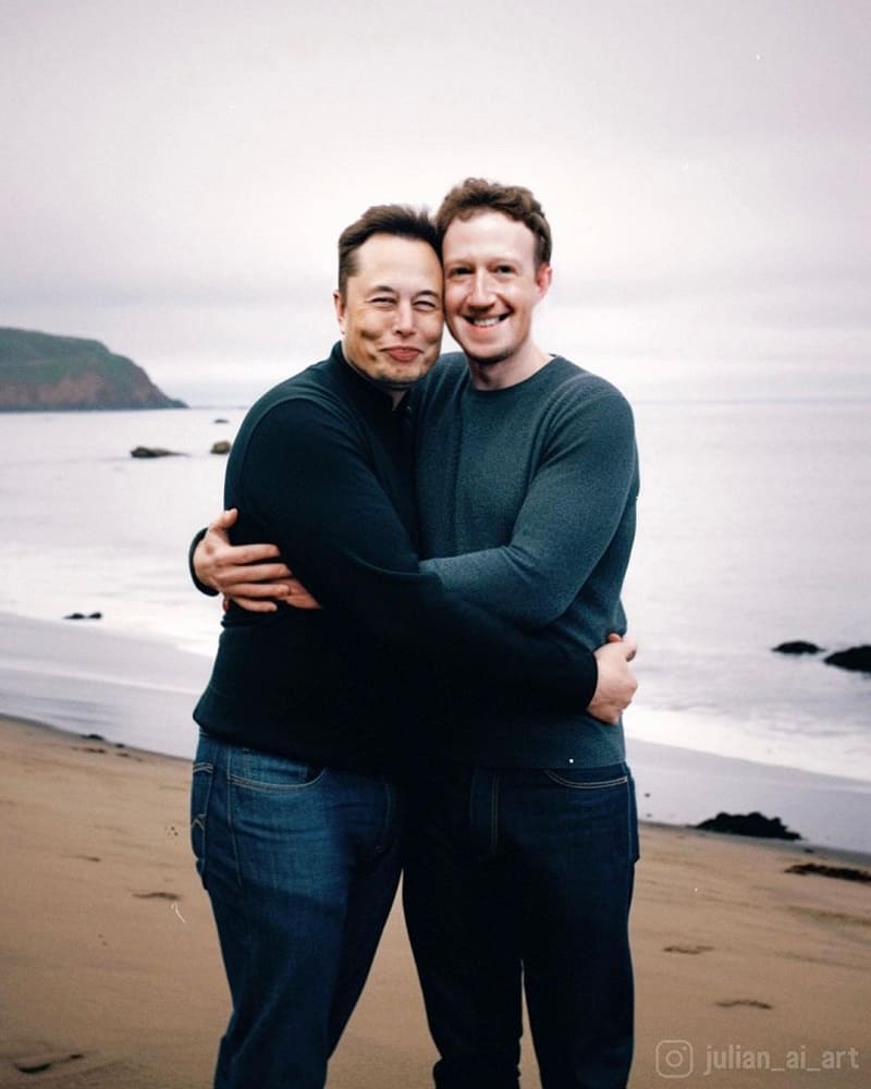 Elon Musk Mark Zuckerberg hug