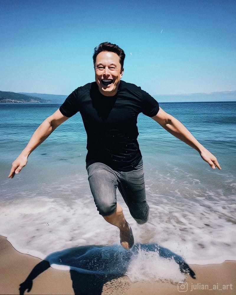 Elon Musk on beach Ai Photo