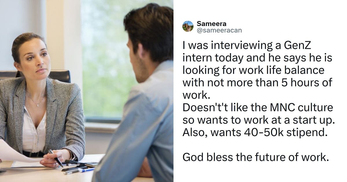 Gen Z intern wants to work 5 hour for 50k salary