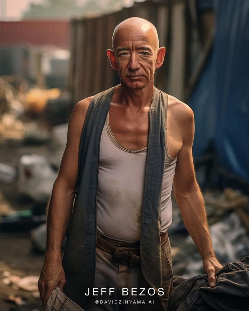 Jeff Bezos Billionaires in poverty AI Photos