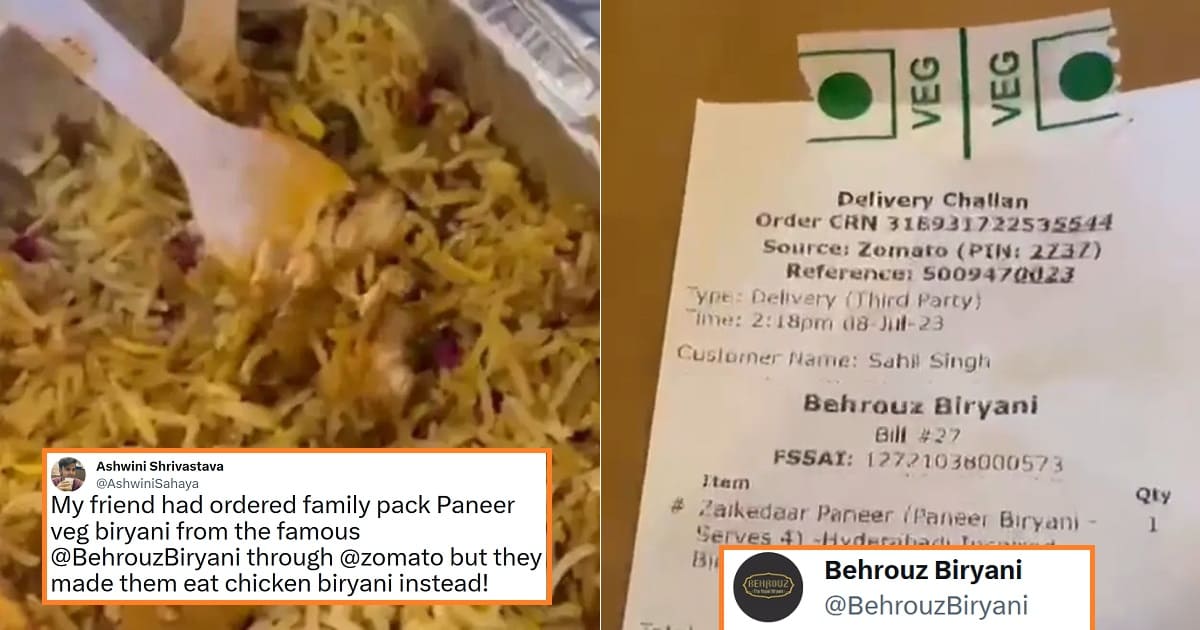 Man says chicken found in paneer biryani