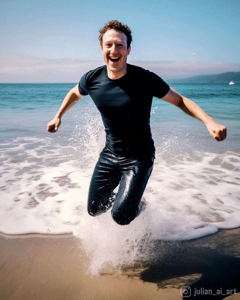 Mark Zuckerberg on beach Ai Photo