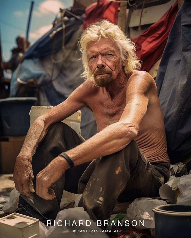 Richard Branson Billionaires in poverty AI Photos