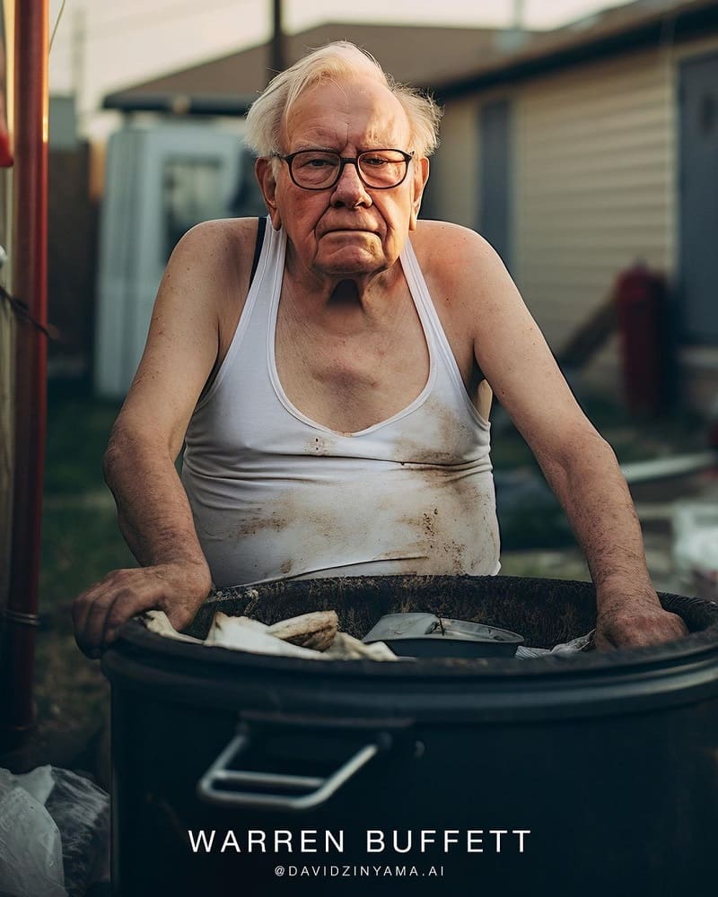 Warren Buffett Billionaires in poverty AI Photos
