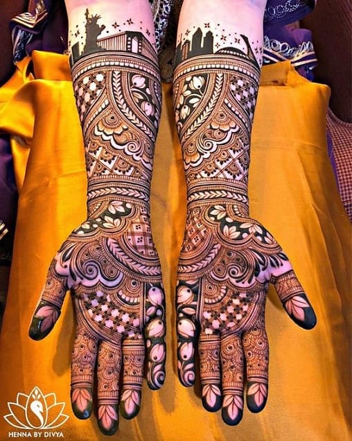 detailed full hand mehndi design