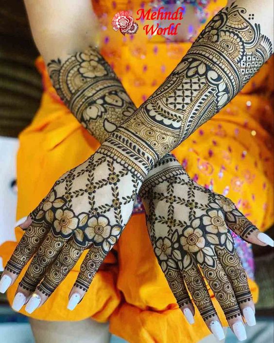 floral mehndi design full hand