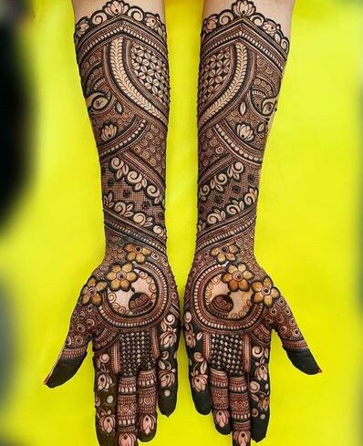 Beautiful bridal mehndi design | full front hand henna design - YouTube