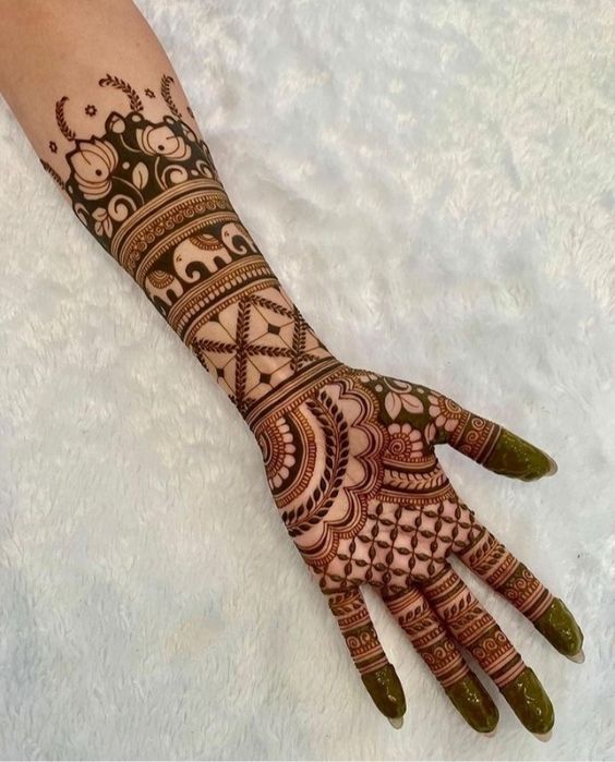 front hand henna design