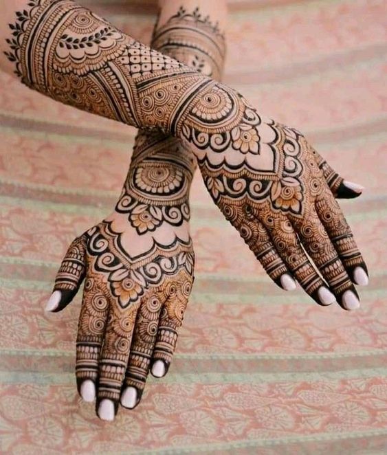 intricate modern full hand mehndi design