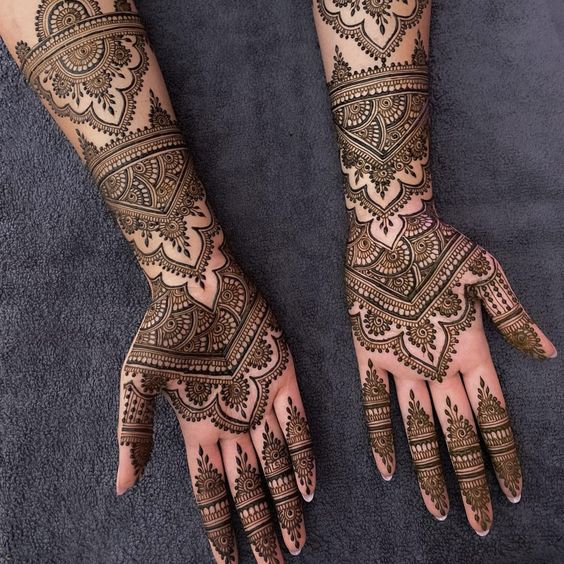 minimalist stylish full hand mehndi design