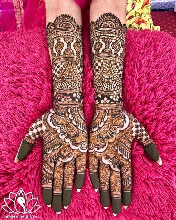 modern full hand mehndi design for brides