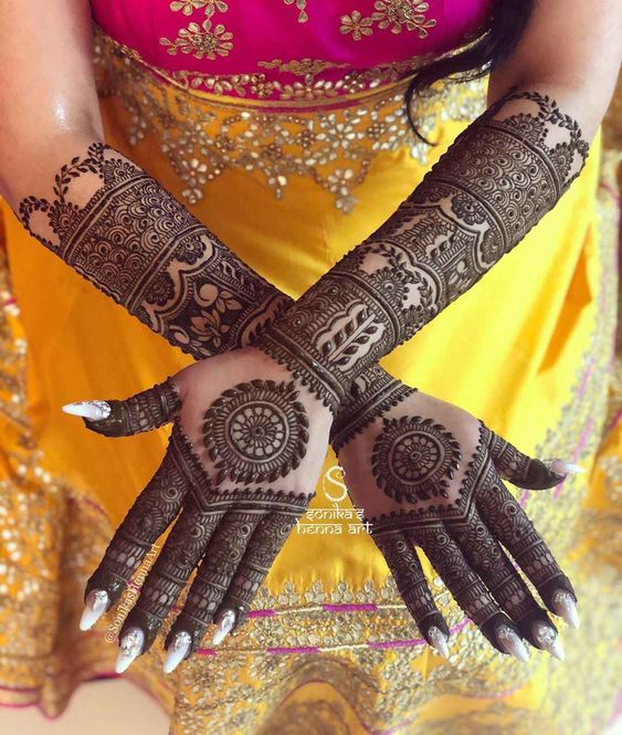 modern full hand mehndi design for brides