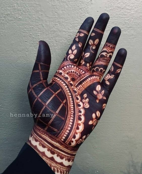 negative henna design front hand