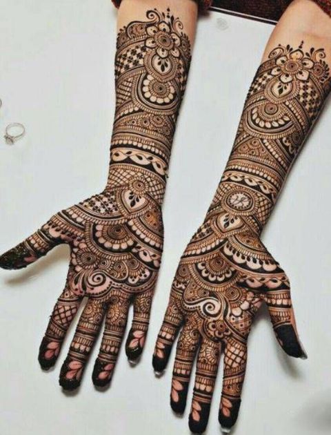 trending stylish full hand mehndi design