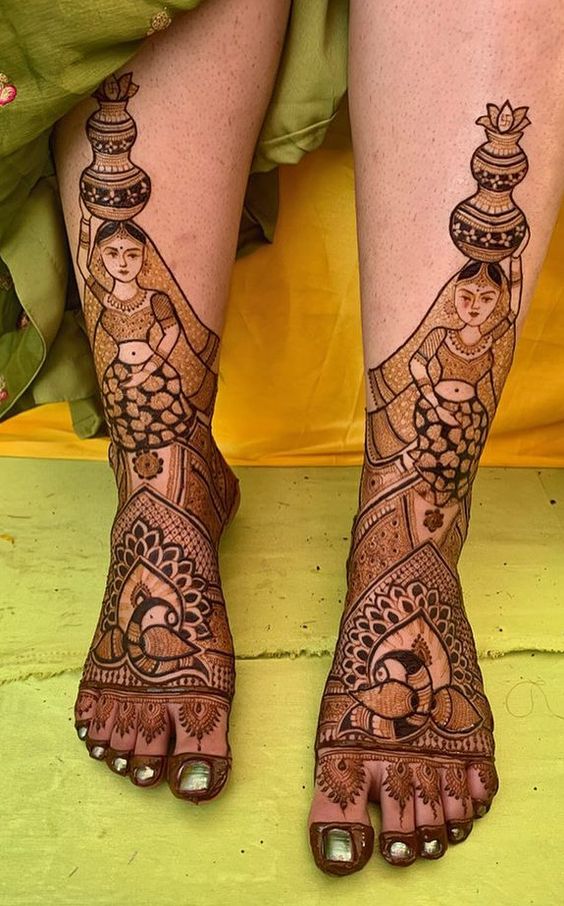 unique leg mehndi