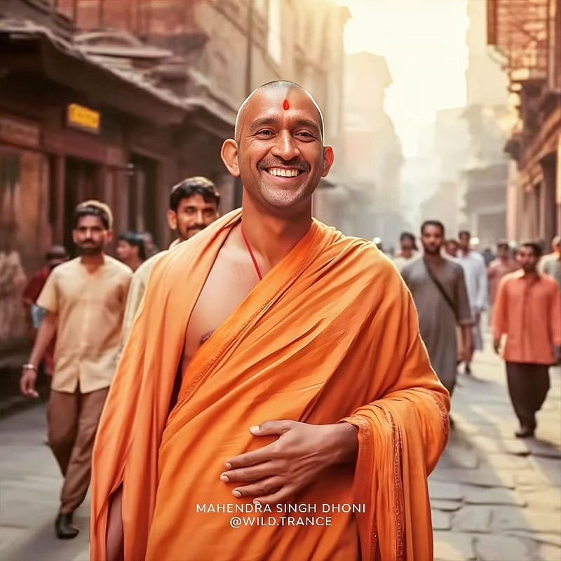 MS Dhoni As Monk AI Photo