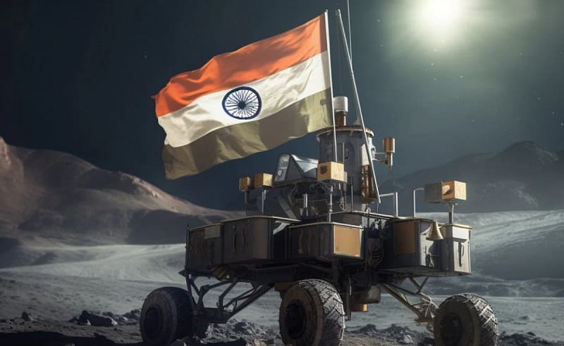 chandrayaan 3 with indian flag