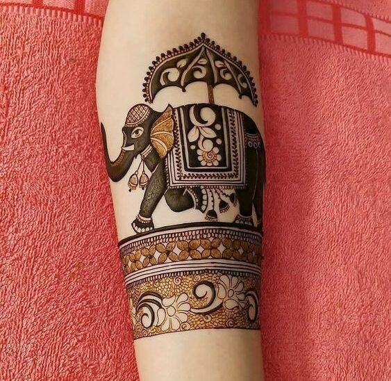 elephant motif mehndi design