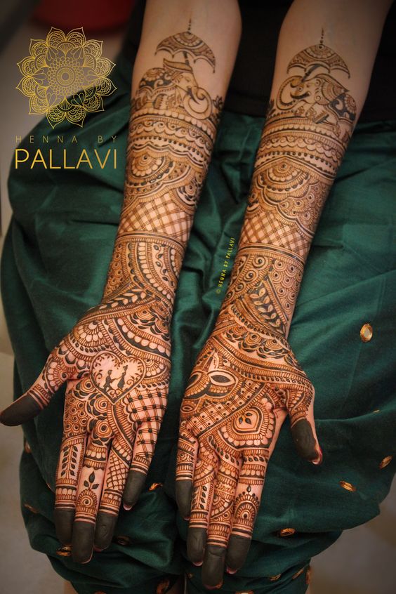 front hand bridal mehndi design