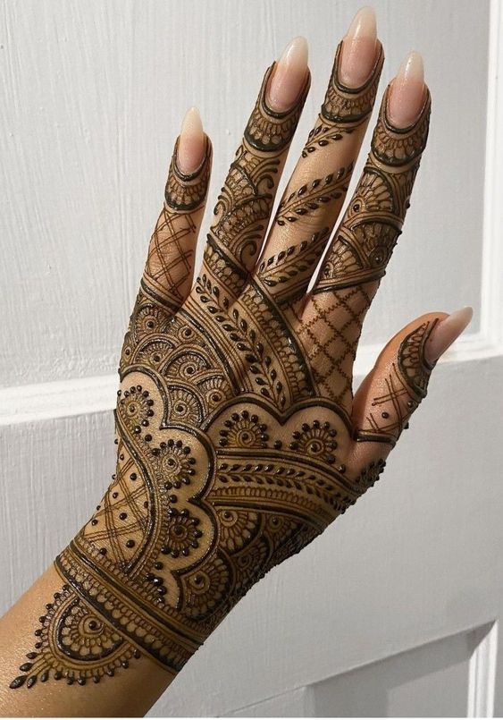 intricate mehndi design back side