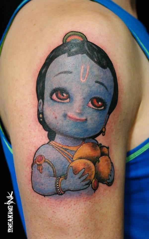 krishna tattoo on neck