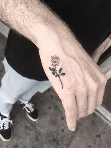 rose hand tattoos for men