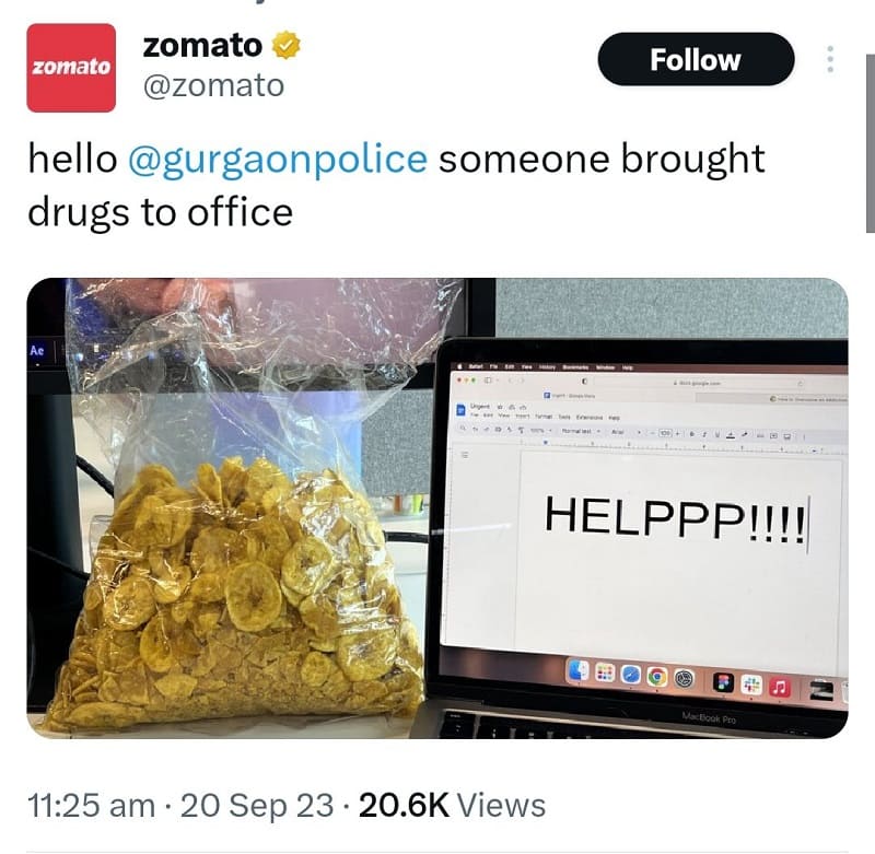 zomato - someone brought drugs to office