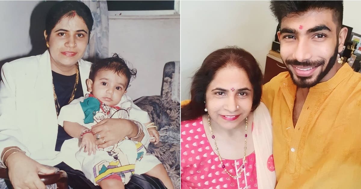 Jasprit Bumrah with mother Daljit Bumrah