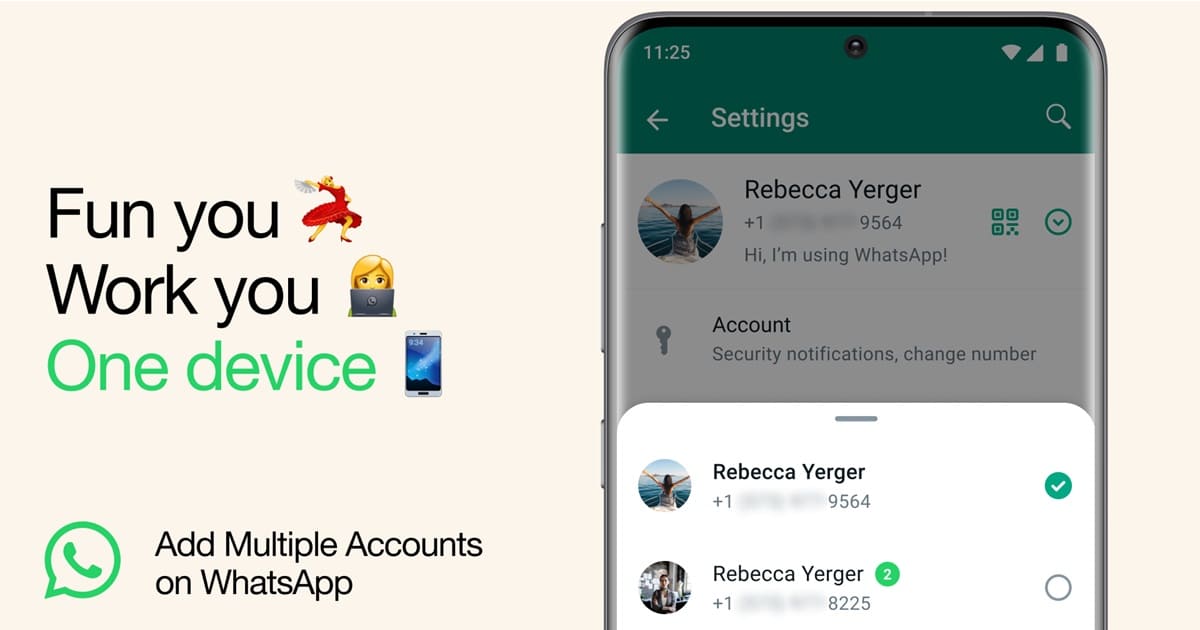 Multiple Accounts feature on whatsapp