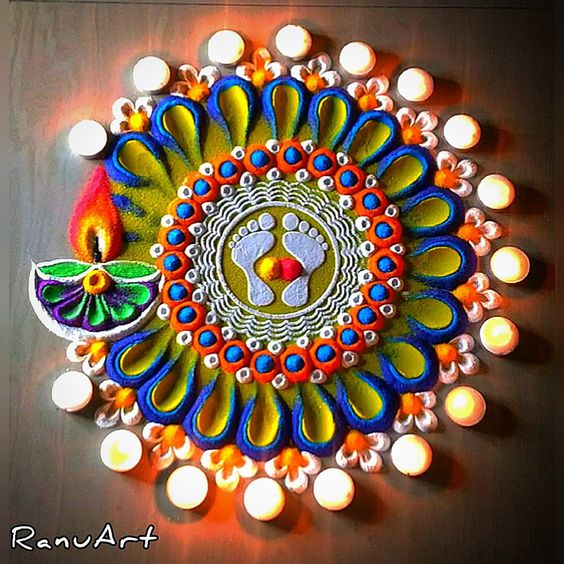 circle rangoli design for diwali