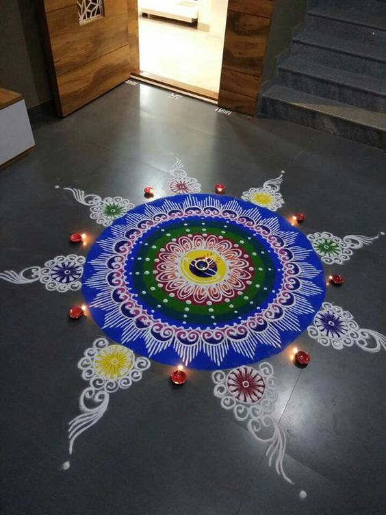 circle rangoli design for diwali