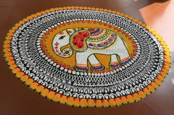 easy elephant rangoli design