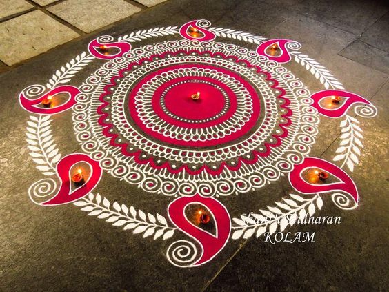 floor rangoli design for diwali