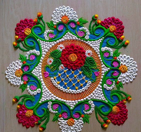 floral rangoli ideas