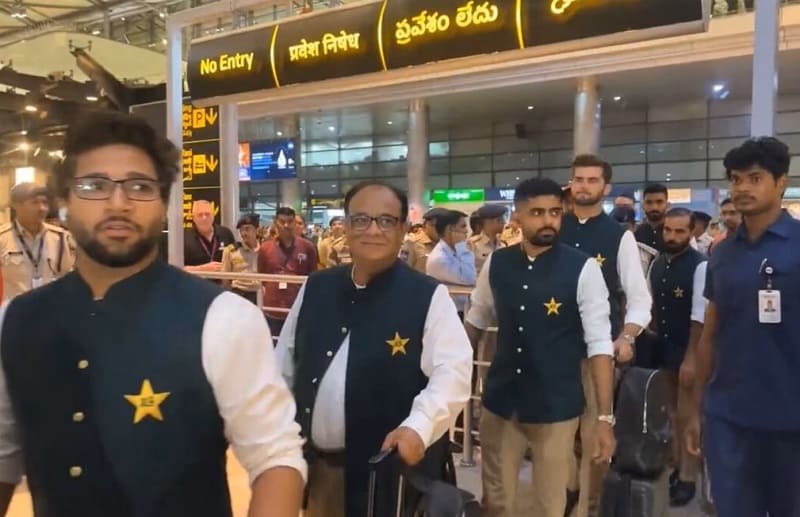 pakistan team arrival to india hyderabad