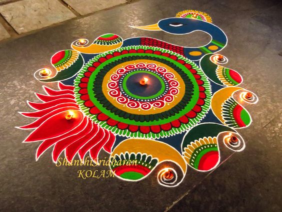 peacock rangoli design