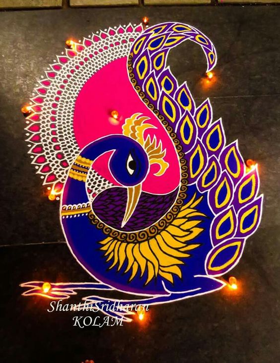 peacock rangoli design