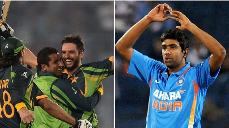 ravichandran ashwin shahid afridi six