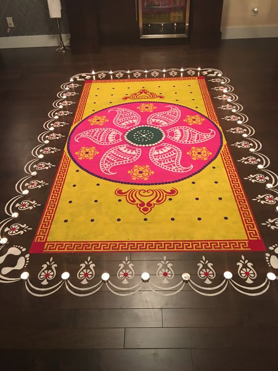 rectangular rangoli ideas