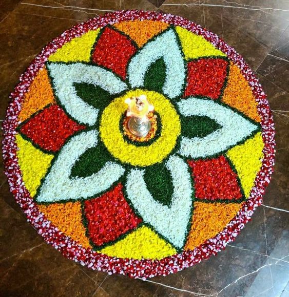 simple flower rangoli design