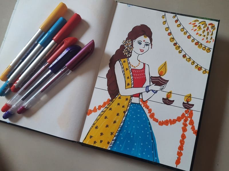 Easy Diwali Watercolor card with Video tutorial by Khyati Kothari - HNDMD  Blog-saigonsouth.com.vn