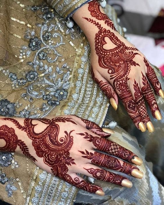 bridal heart mehndi design