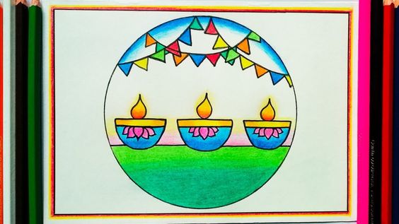 diwali drawing easy