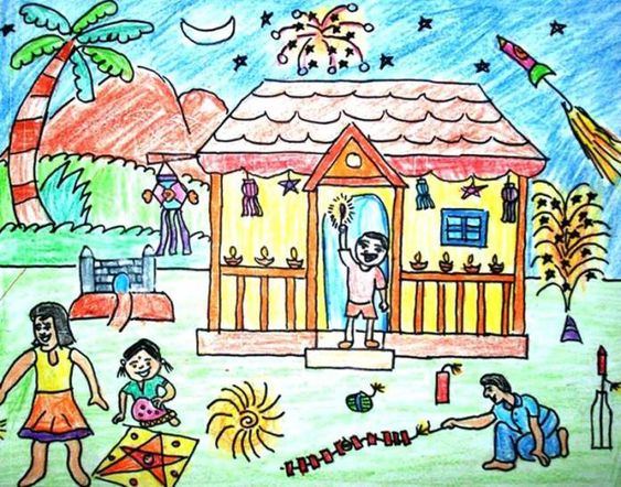 diwali drawing for kids