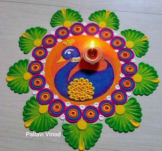 diwali rangoli peacock